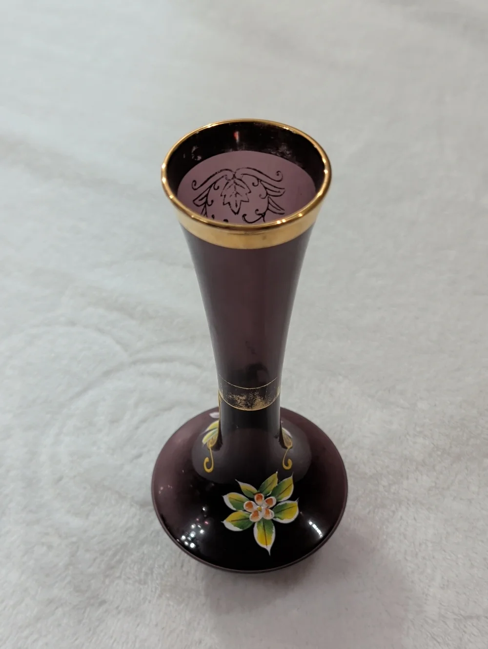 Vintage 1966 Amythest Floral Vase